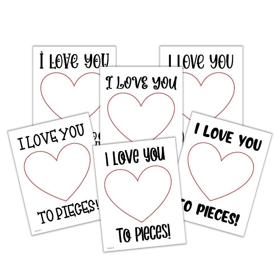 Free I Love You to Pieces Craft Templates