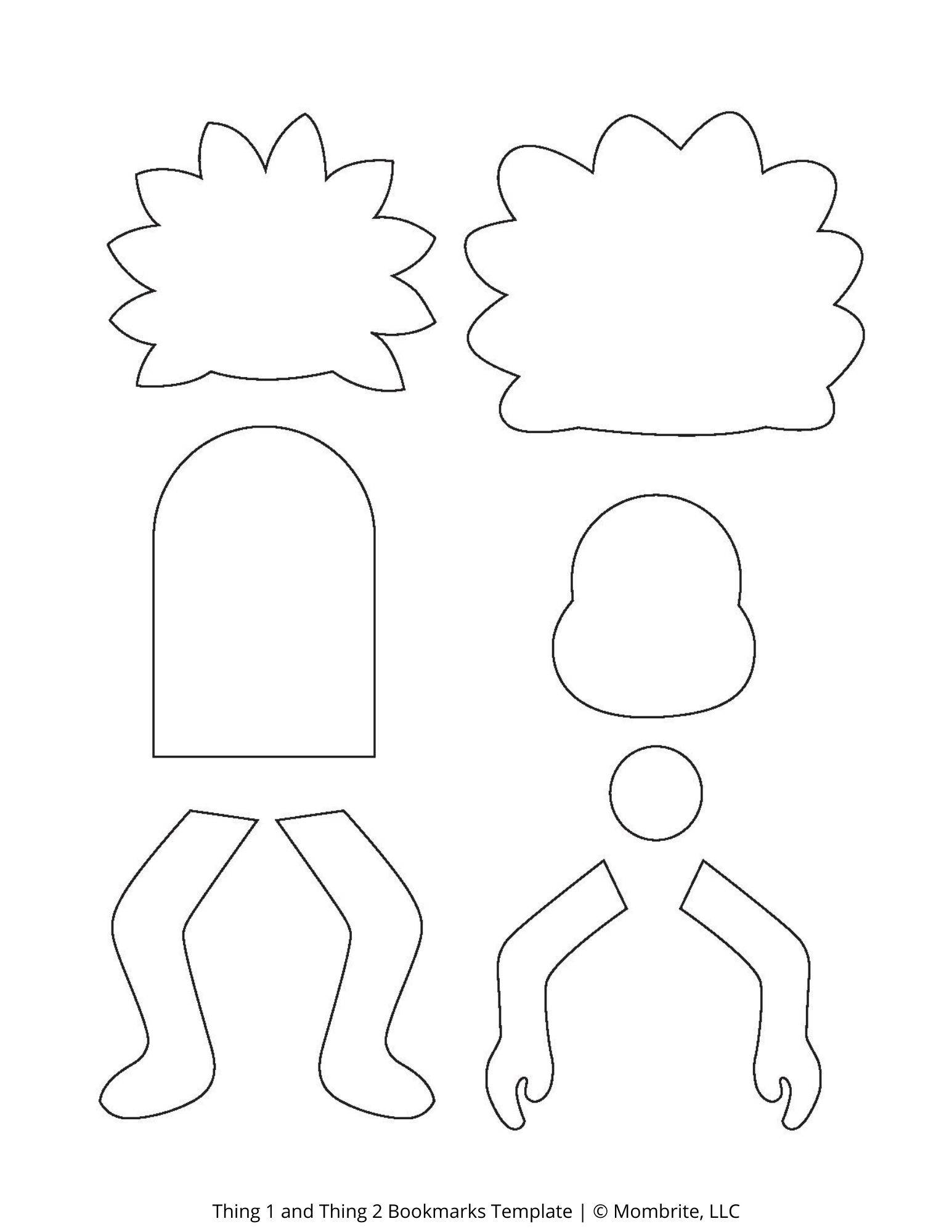 Free Thing 1 and Thing 2 Bookmarks Template