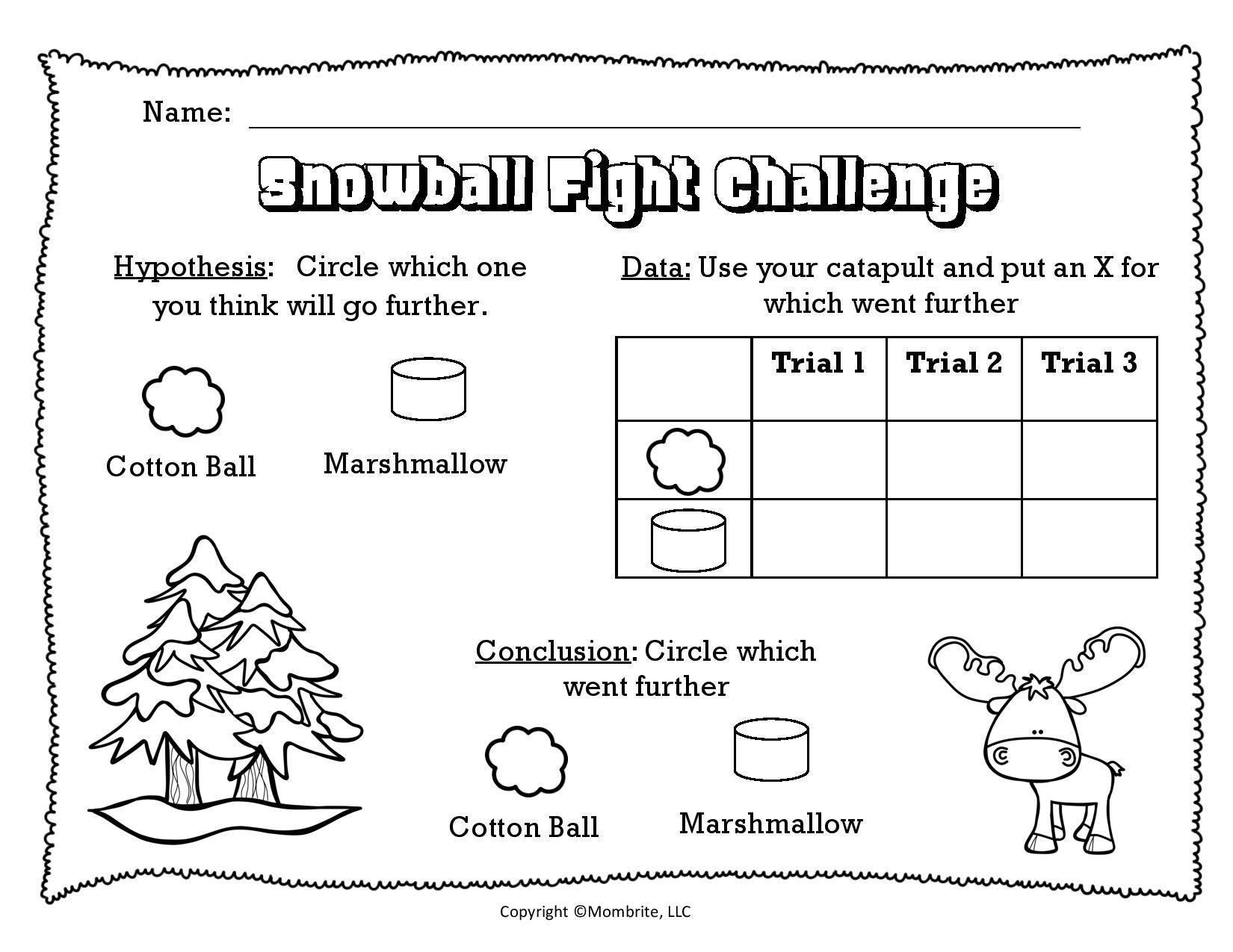 Free Popsicle Stick Catapult Snowball Fight Worksheet