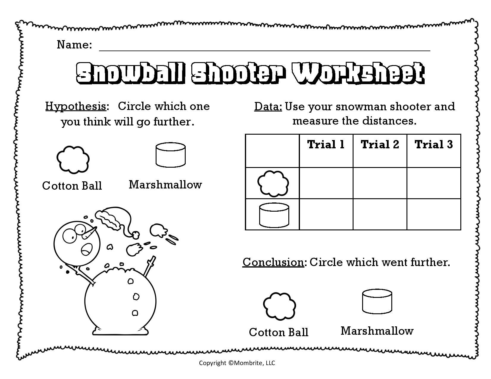 Free Snowball Shooter Worksheet