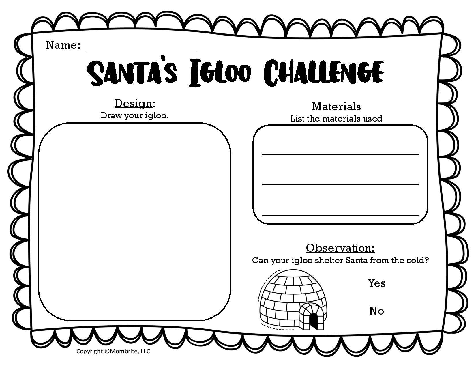 Free Build an Igloo Challenge Worksheet