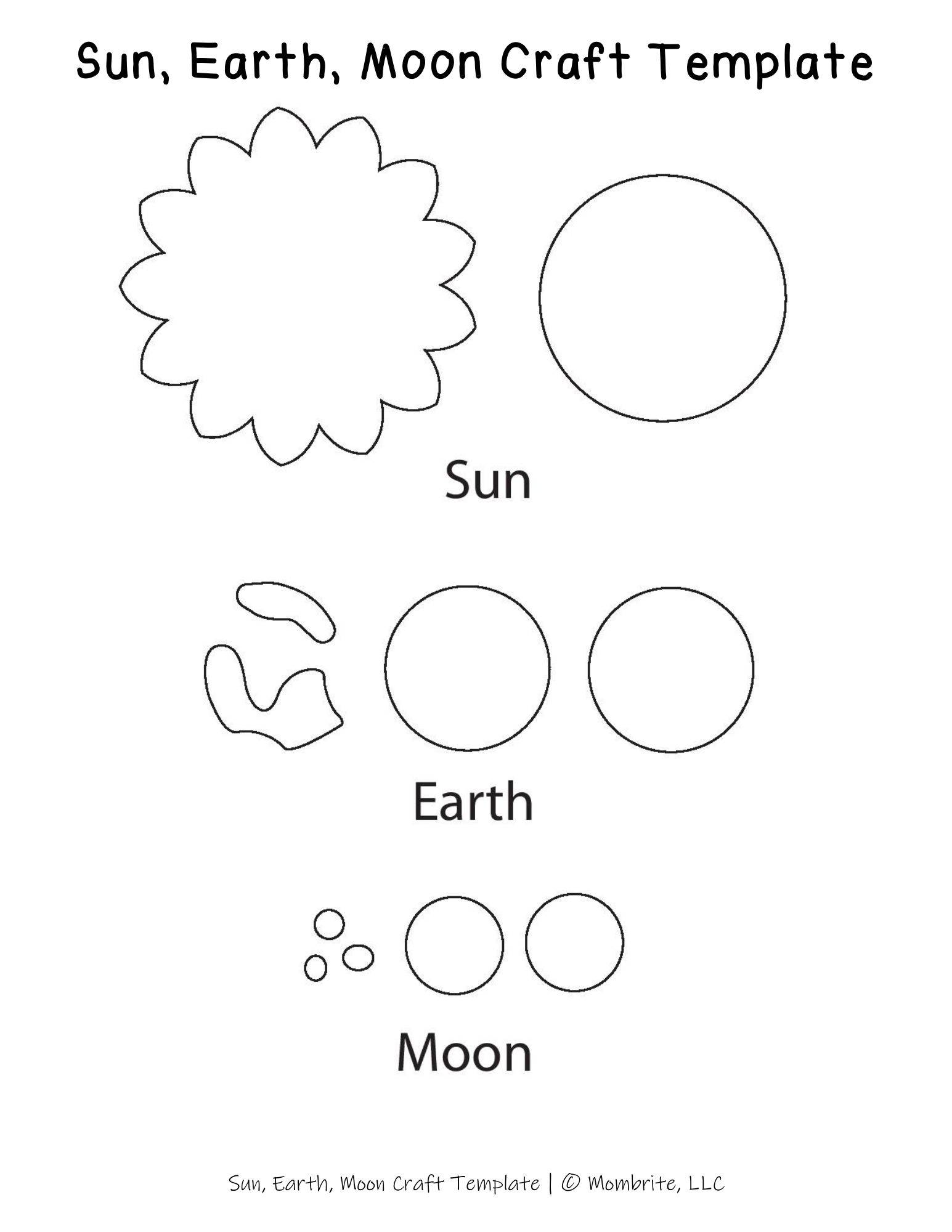 Free Sun, Earth, Moon Paper Craft Template