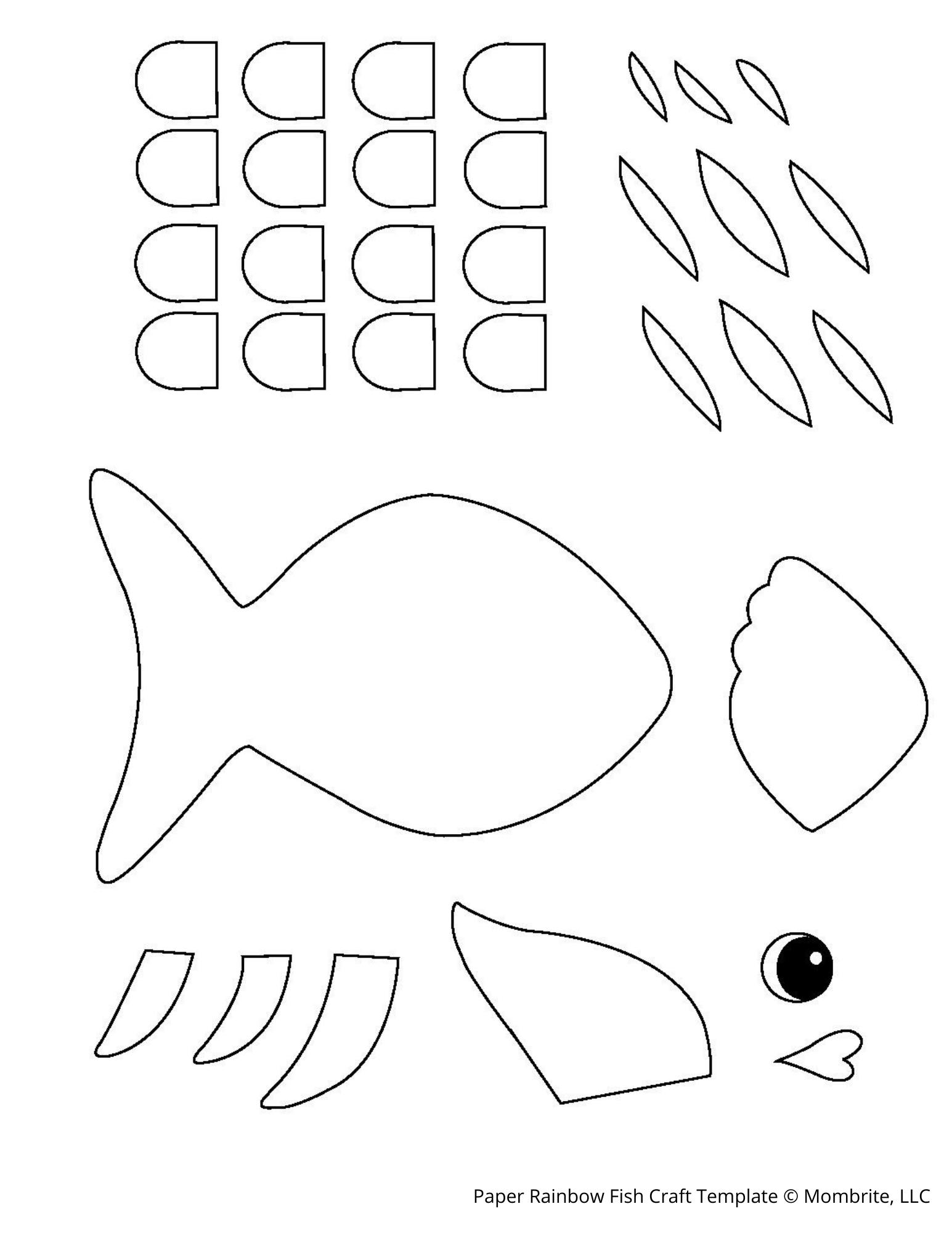 Free Paper Rainbow Fish Craft Template