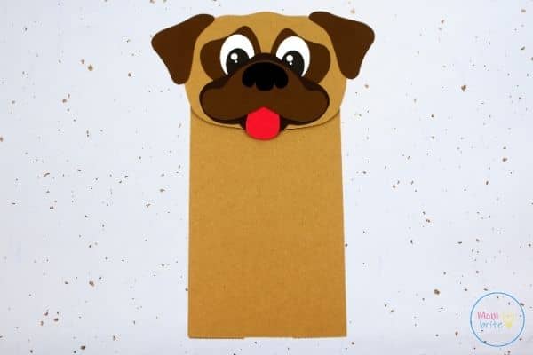 Pug Dog Paper Bag Puppet Craft Free Printable Template Mombrite