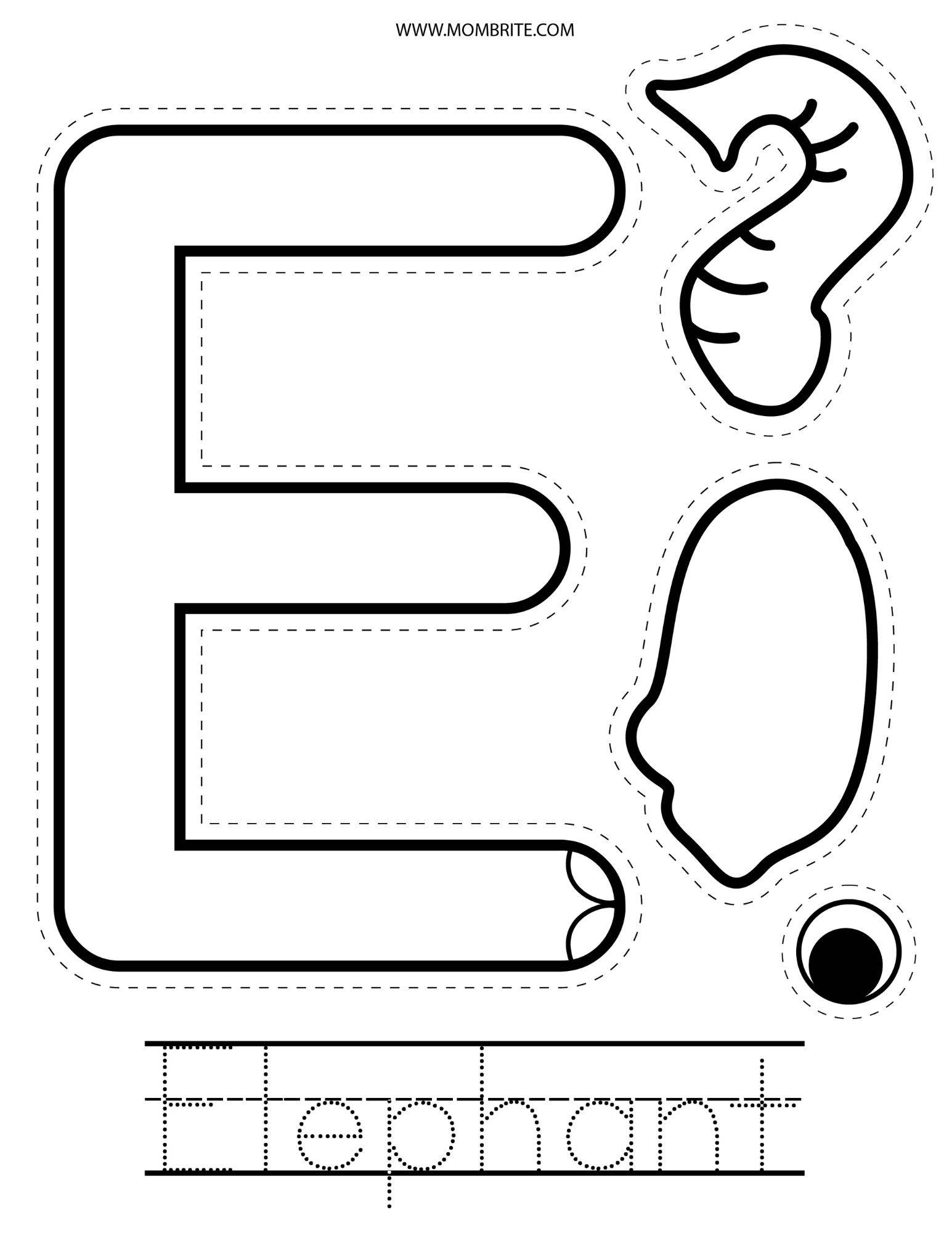 letter e elephant template