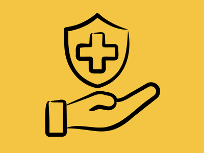 health crest on top with a hand on bottom
