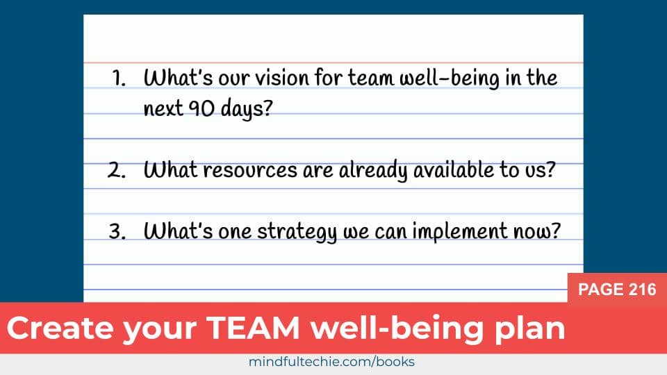 Graphic: Your team index card well-being plan | https://mindfultechie.com/books