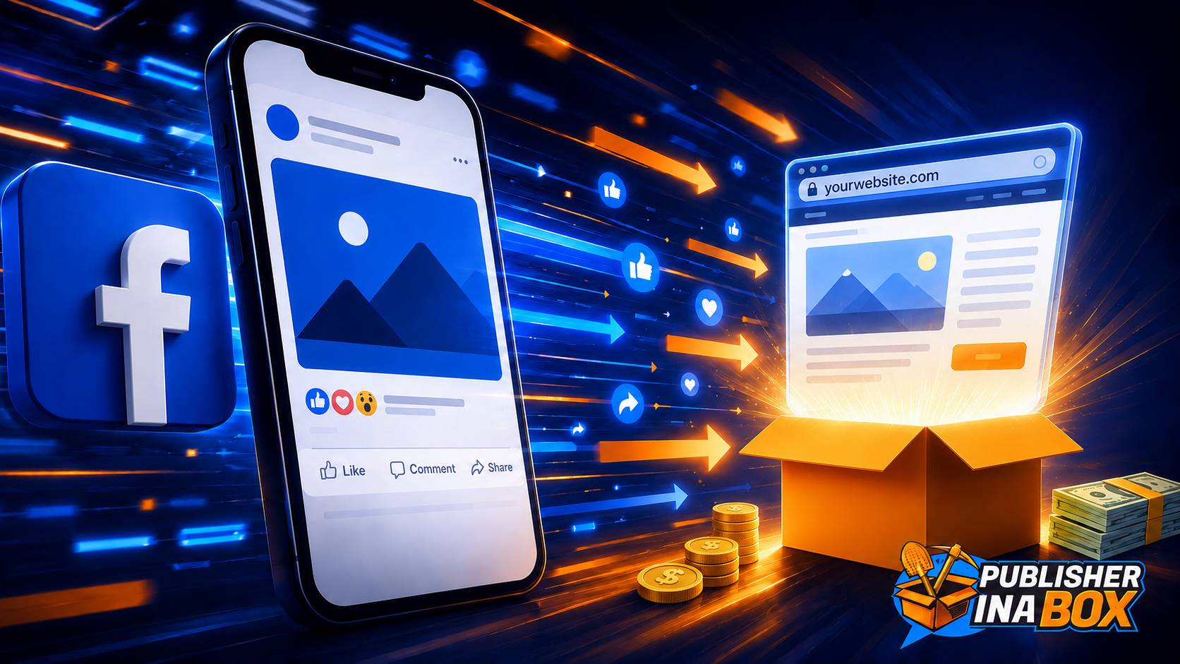 Facebook reach and traffic strategy overview from Publisher in a Box