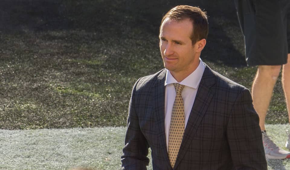 Drew Brees at Super Bowl 50 in February 2016. (Arnie Papp on Flickr, via Wikipedia.)