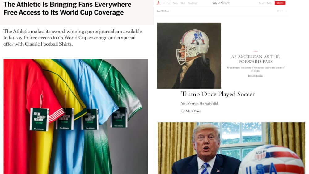 Some World Cup coverage moves from The Athletic and The Atlantic.
