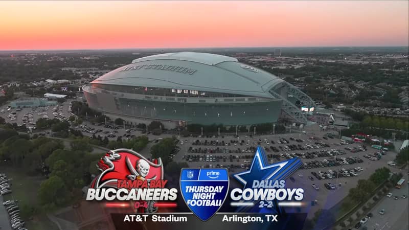 An image from the start of Prime Video's Bucs-Cowboys broadcast. (NFL on YouTube.)