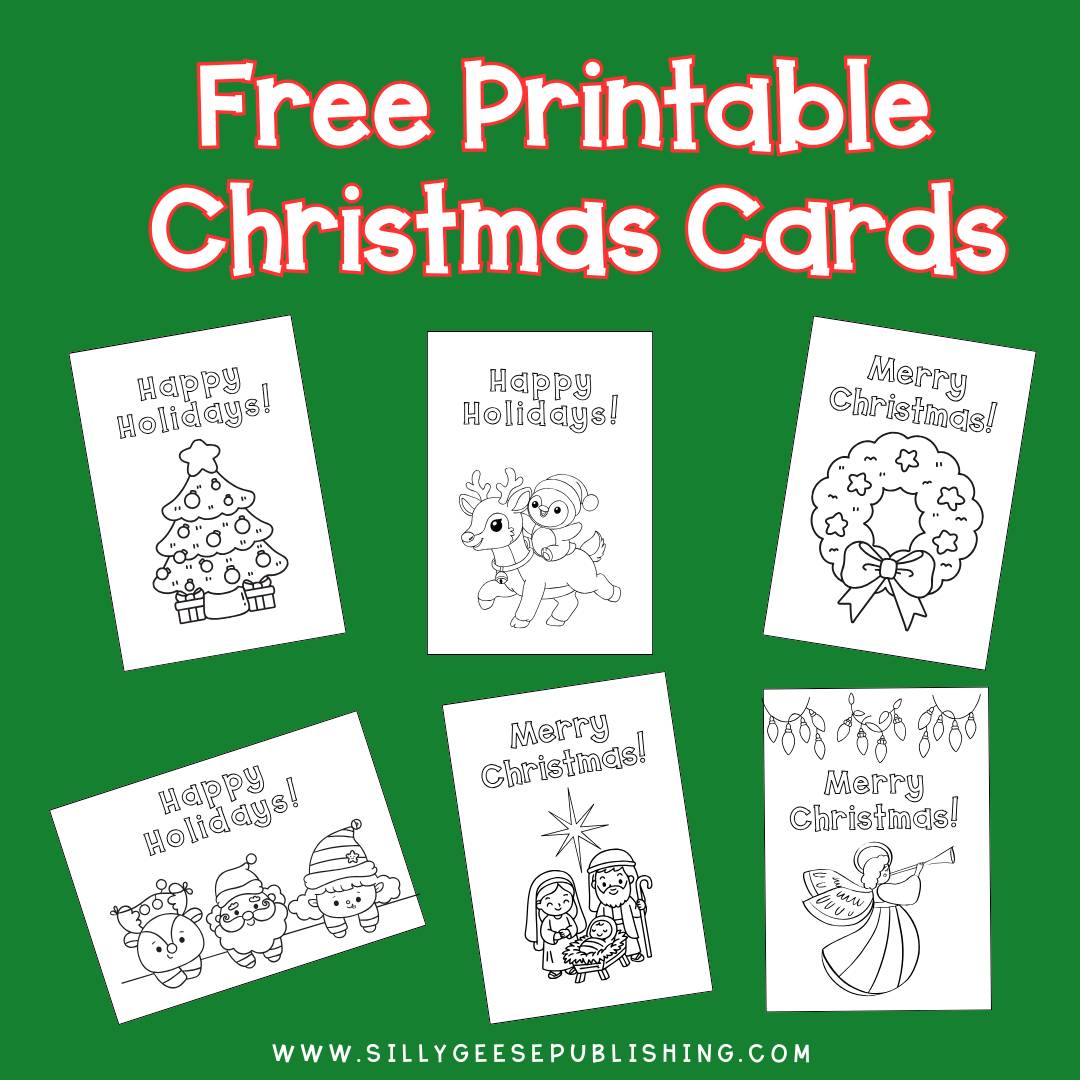 color your own christmas cards – a free printable set for kids