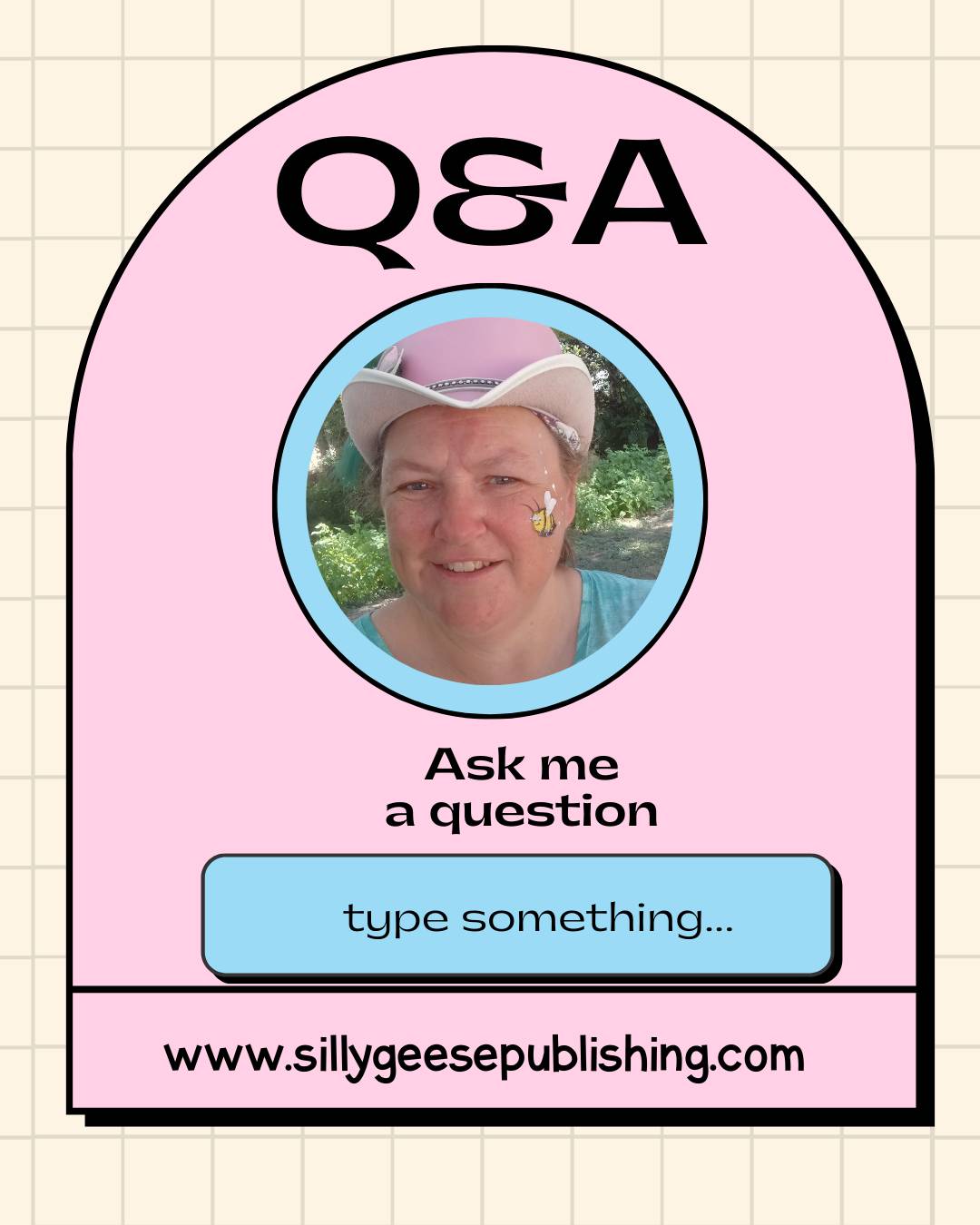 Image says Q&A- Ask me a Question, then a question box that says 'type something...' with an image of Shannon L. Mokry