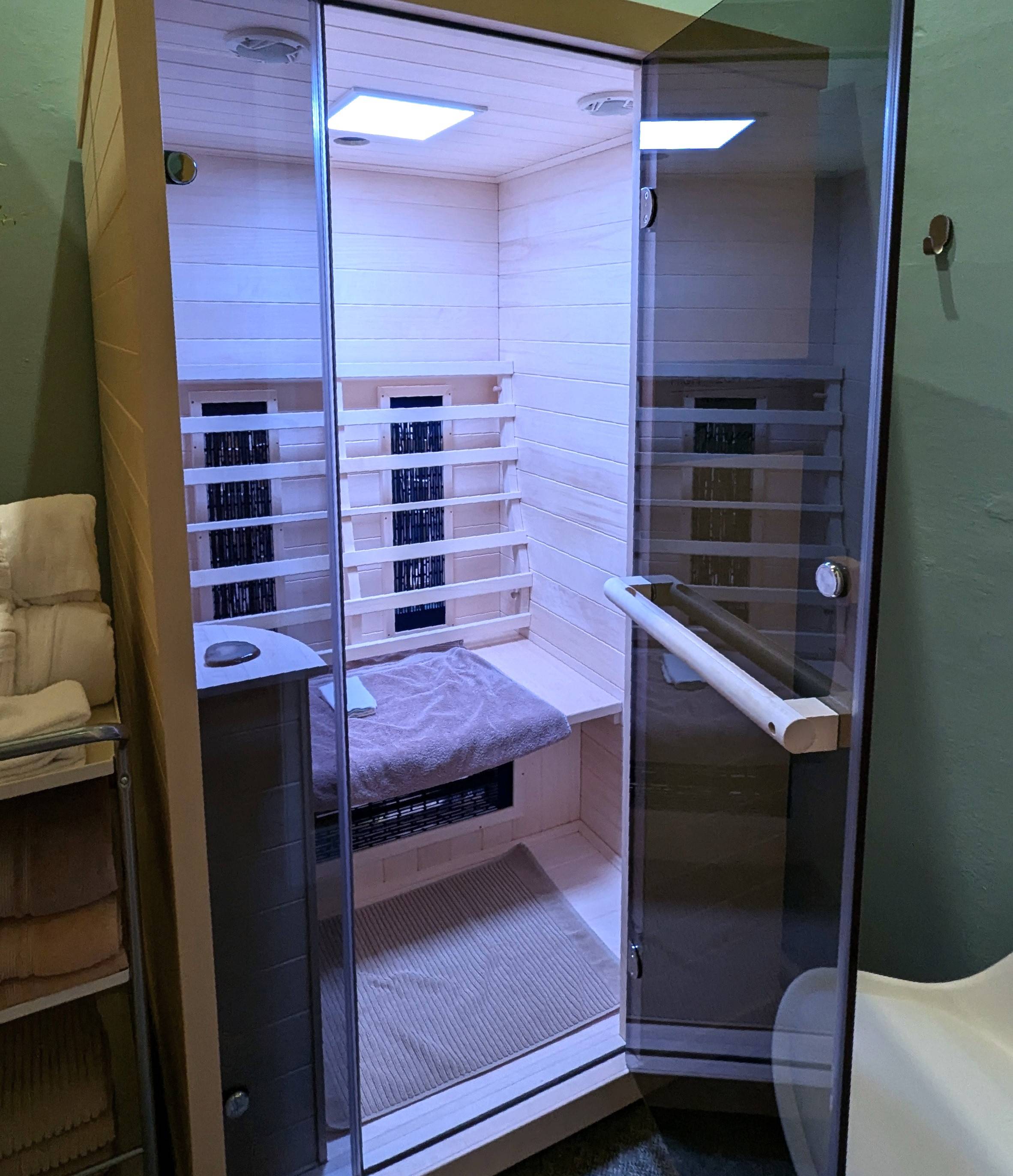 A photo of the far-infrared sauna located here at Integrative health and wellness.