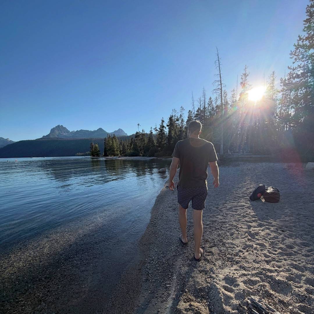 Walking alongside Redfish Lake