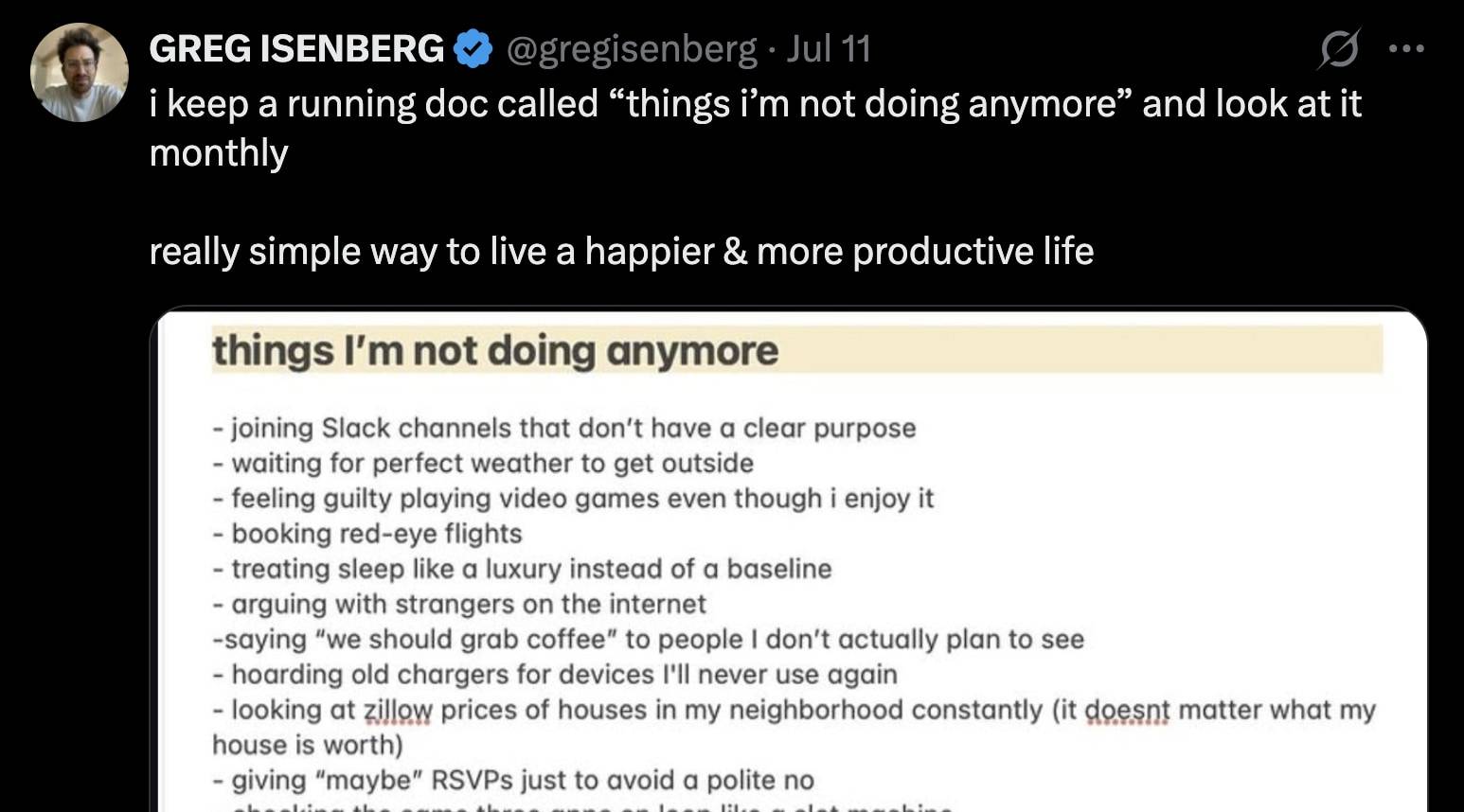 X post by @gregisenberg