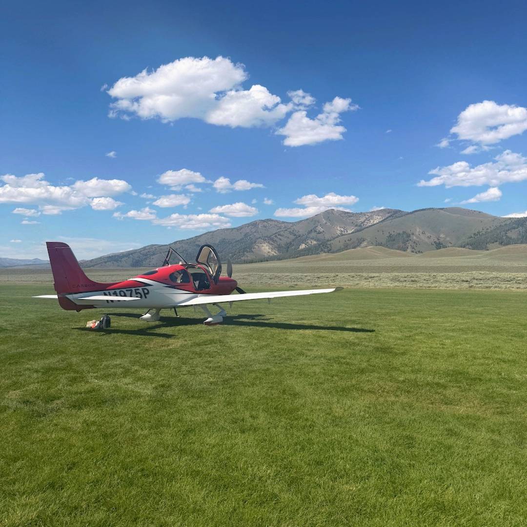 Plane on the grass runway