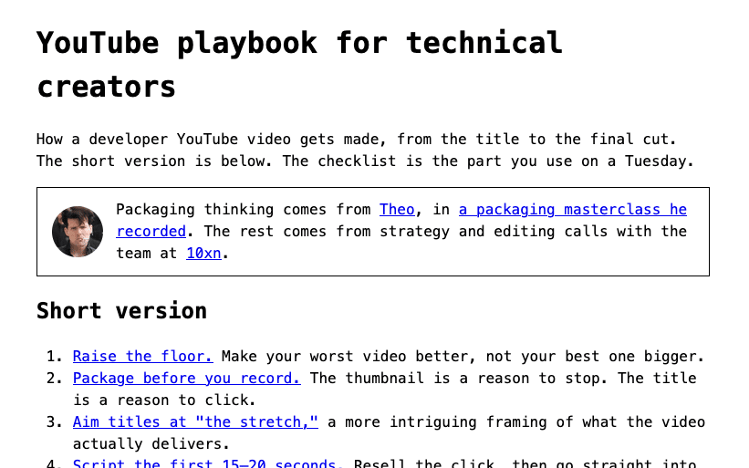 YouTube playbook for technical creators