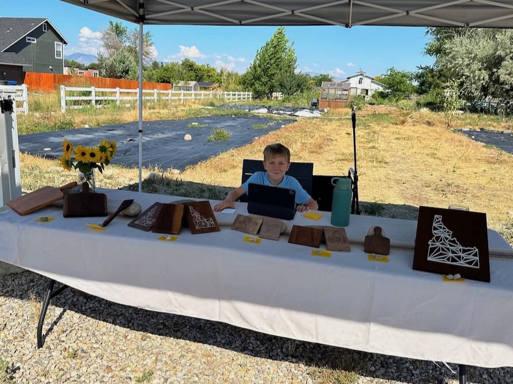 August at his wood working table