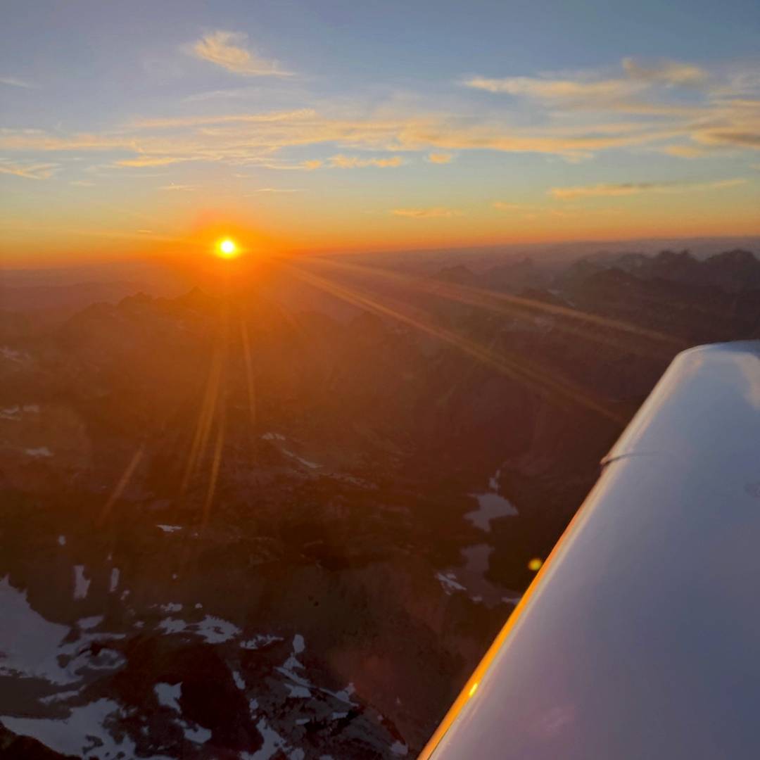 Flying back home over the Sawtooth Mountains