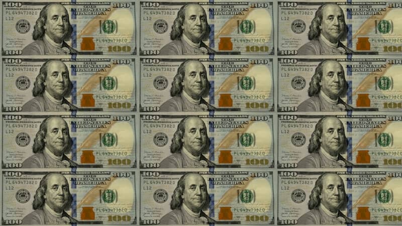 Pattern of united states one hundred dollar bills