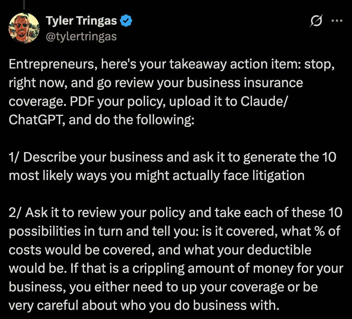X post by @tylertringas