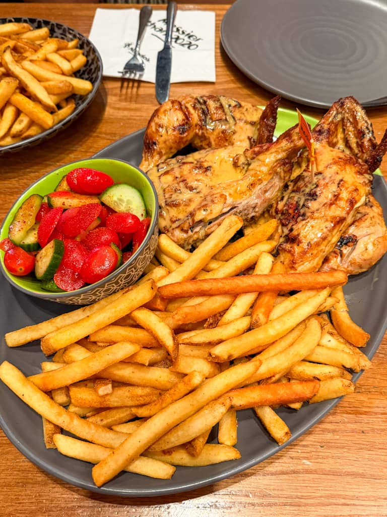 Chicken meal and fries at Nandos