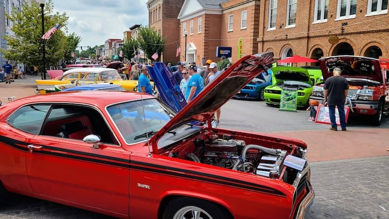 cars on display in charles town