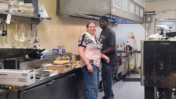 Heather and Kevin in the Study Hall Sports Pub kitchen