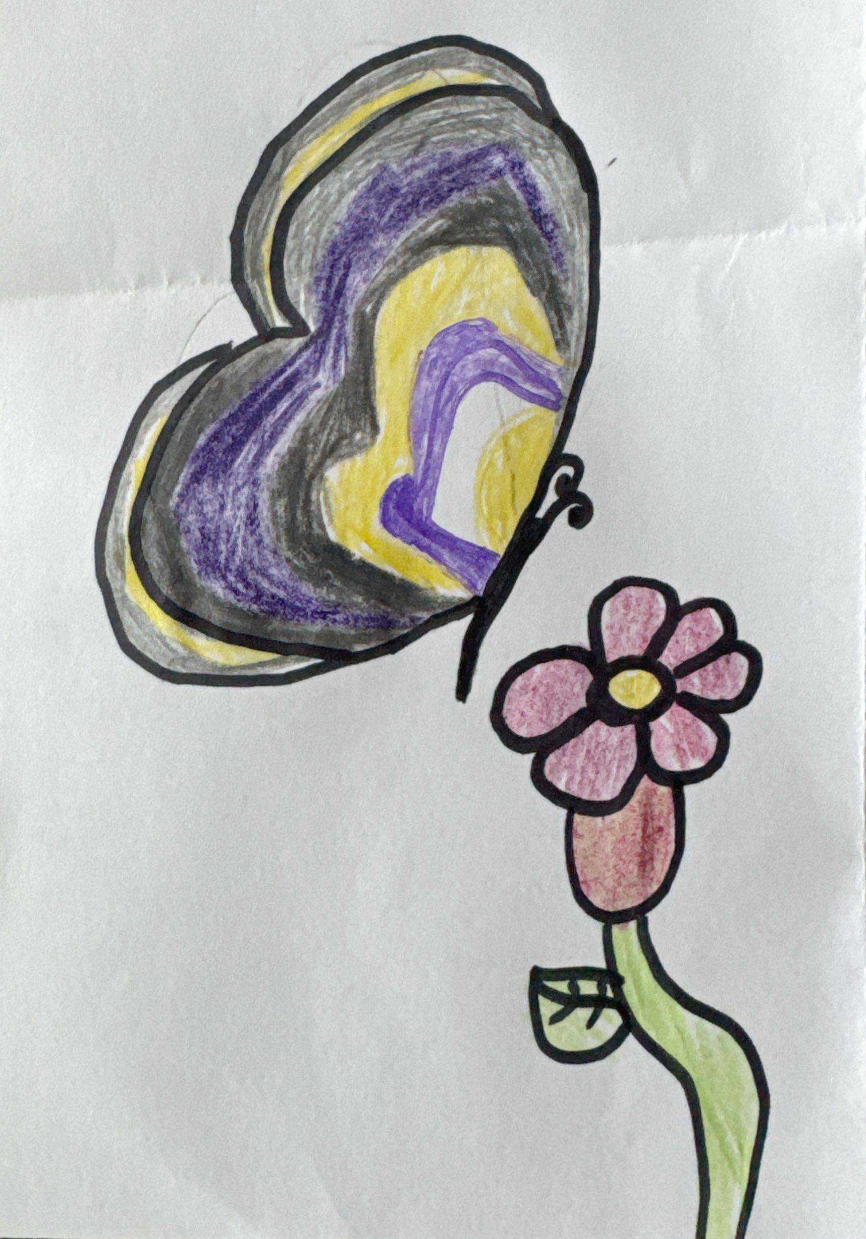 Image of a hand drawn and colored butterfly