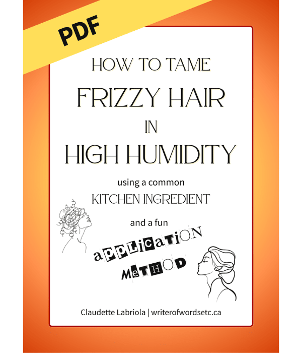 Cover page of PDF guide titled How to tame frizzy hair in high humidity