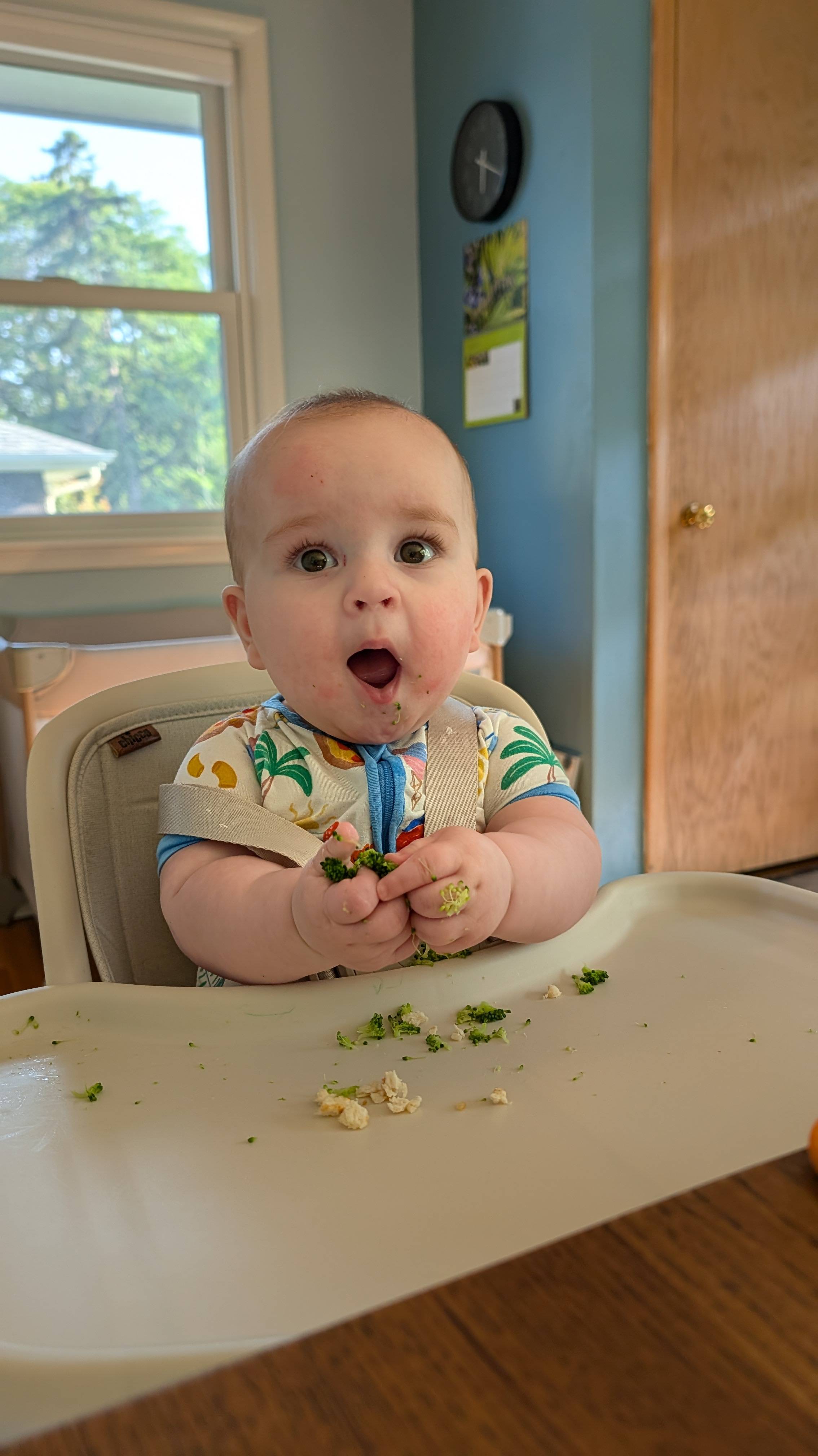 He loves broccoli... and food in general.