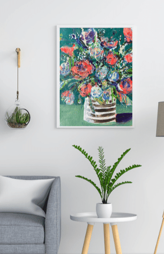 Grey Minimalist Wall Art Photo Frame Mockup for Instagram Story