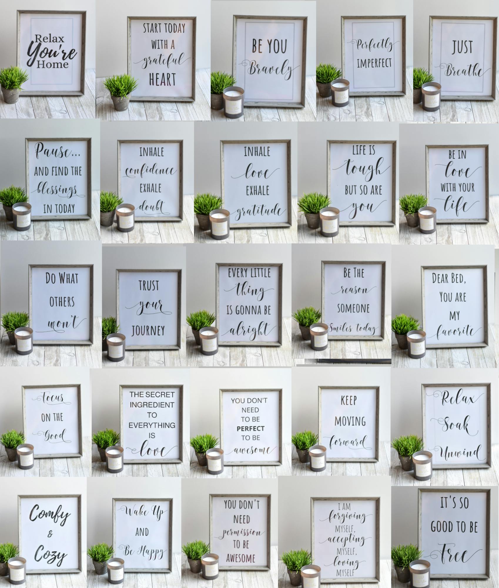 Printable Pack of 25 Inspirational Messages You Can Print and Frame - Easy Decor and Gift Idea