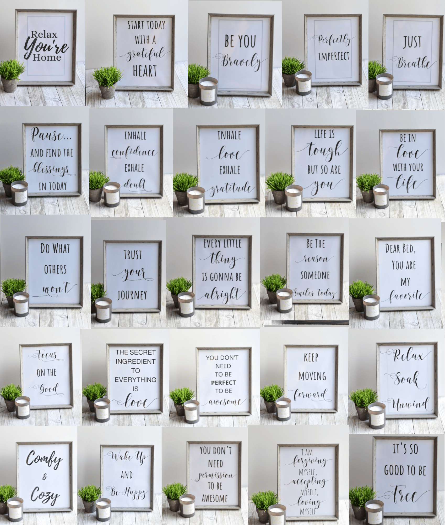 Printable Pack of 25 Inspirational Messages You Can Print and Frame - Easy Decor and Gift Idea