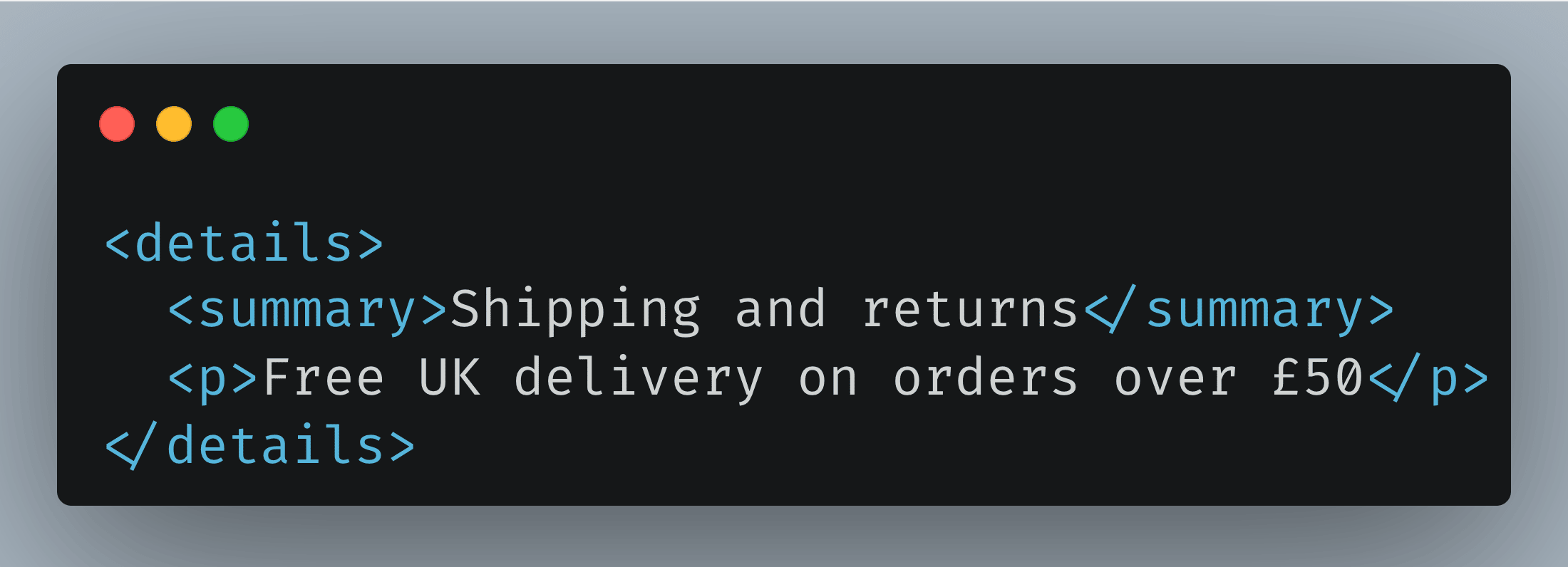 Example details/summary code block