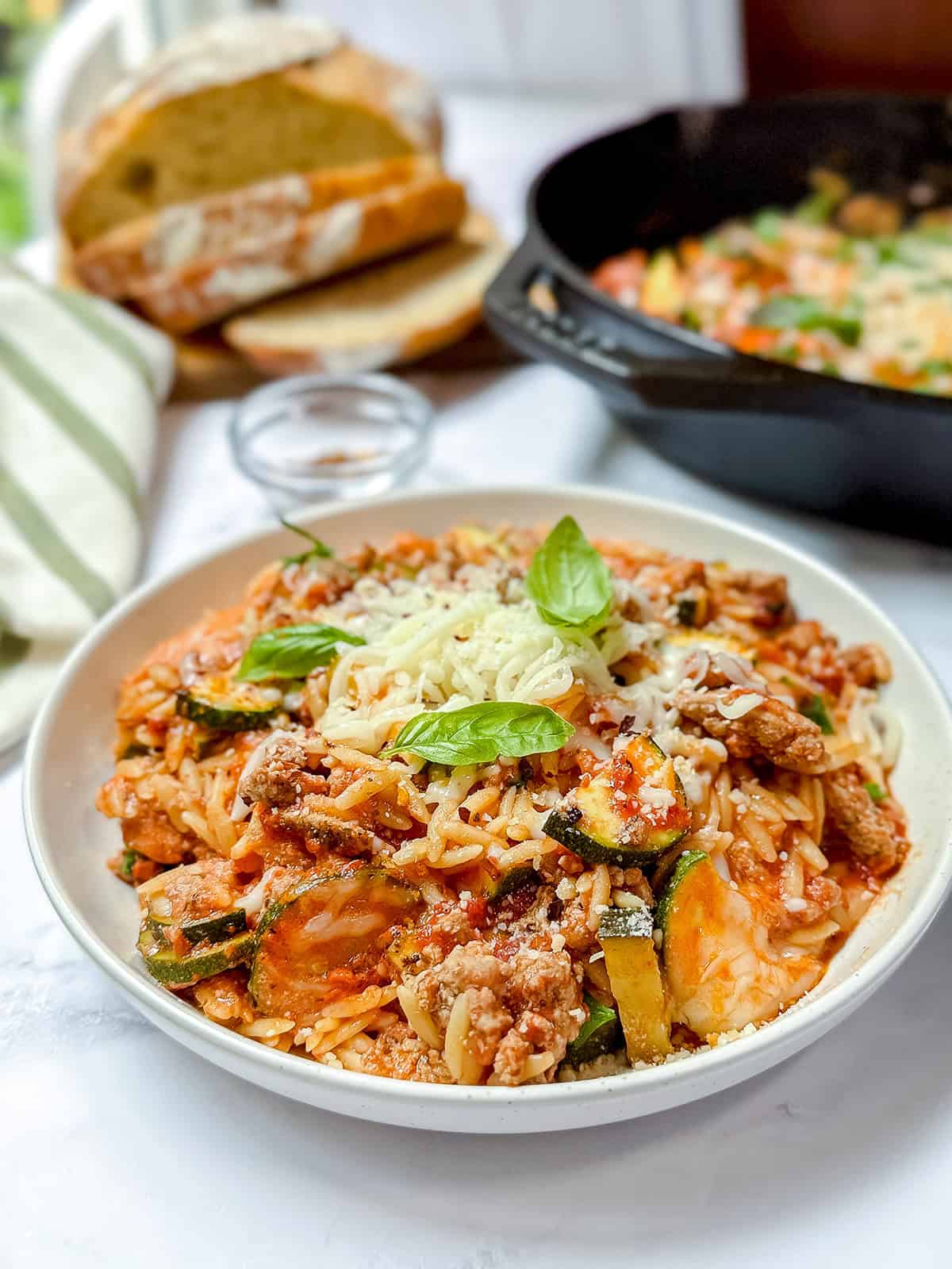 Ground Turkey Orzo Skillet