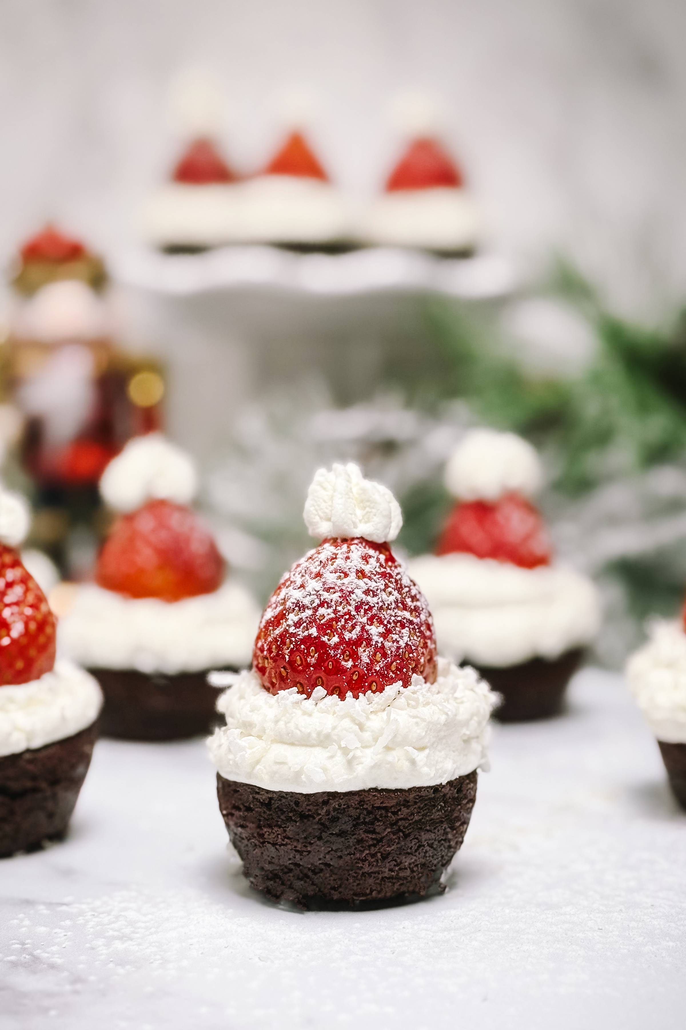 Santa Hat Brownie Bites