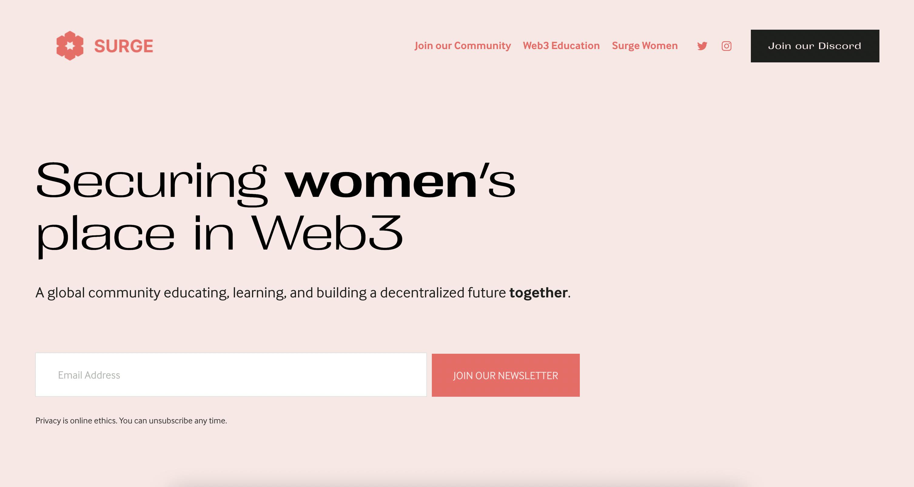Surge - a female-led organization securing women's place within Web3