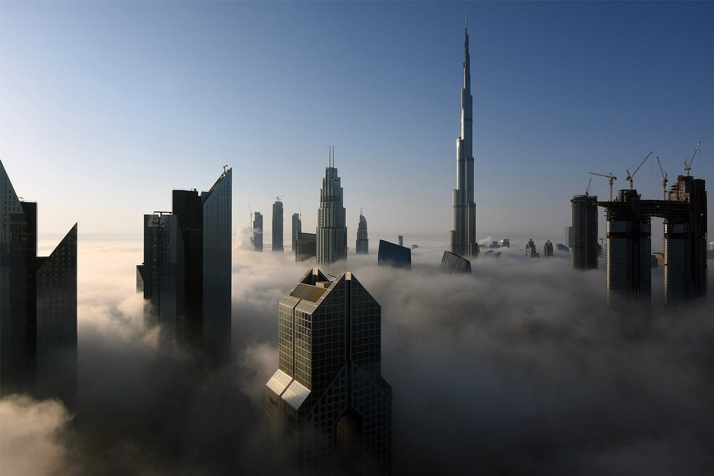 Cloudy Dubai Skyscrapers