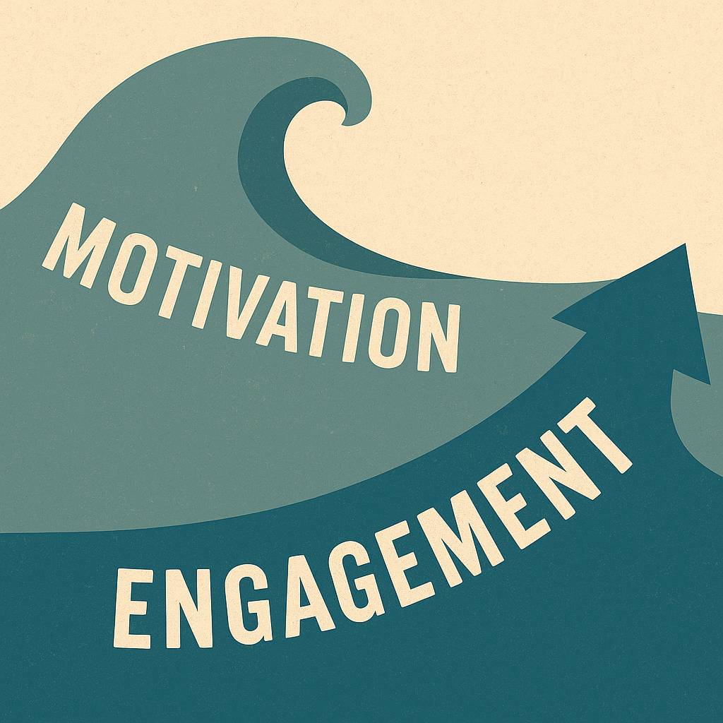 a receeding wave called motivation and a rising wave called engagement