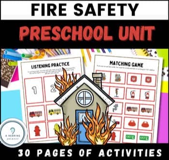 Preview of Deaf Preschool Fire Safety Worksheets & Coloring Sheets for Hard of Hearing Kids