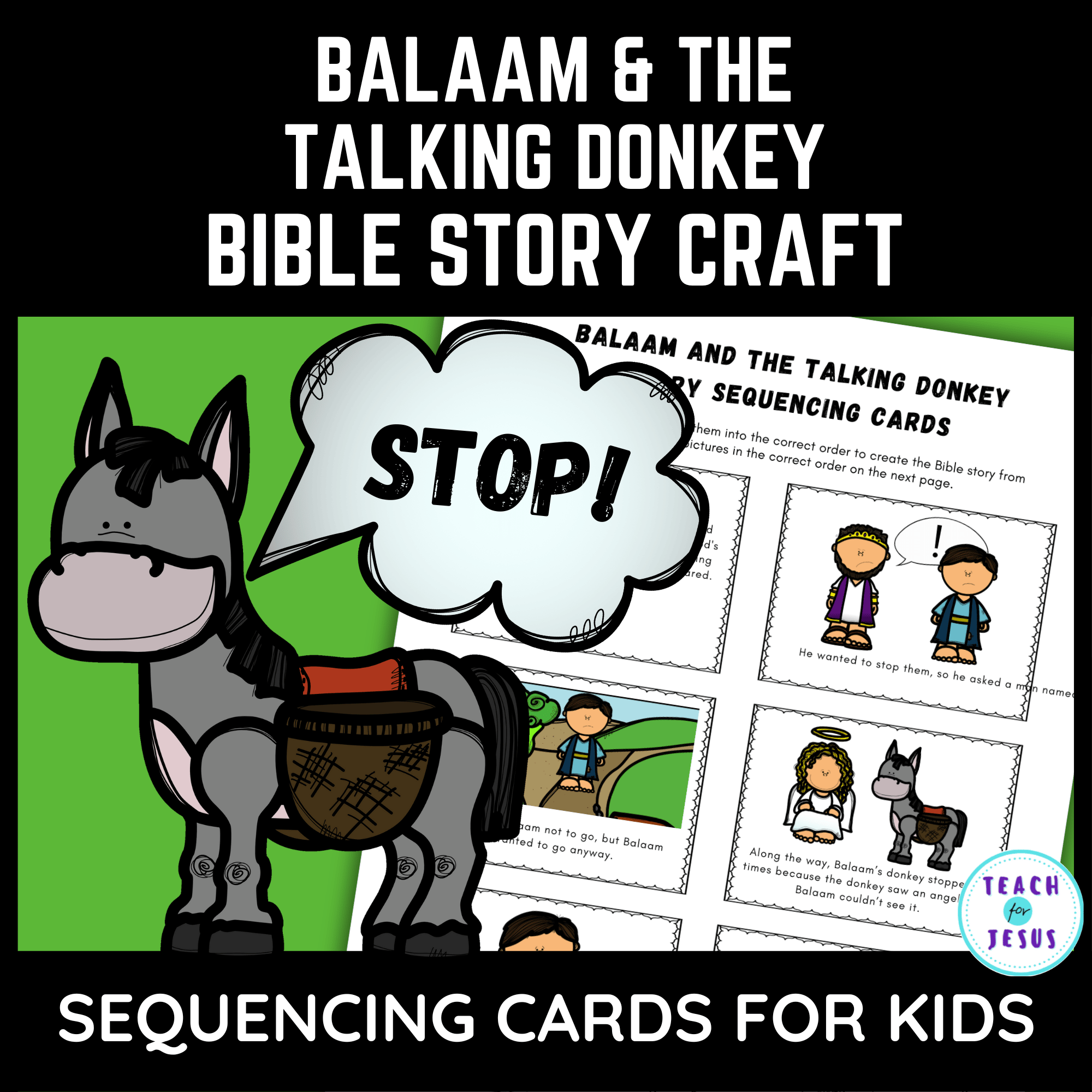 cartoon talking donkey with bible story worksheet about balaam and Barak
