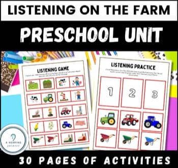 Preview of Preschool Farm Worksheets & Coloring Sheet for Young Deaf & Hard of Hearing Kids