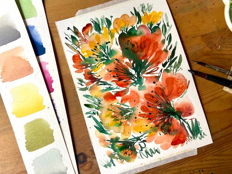 Autumn watercolour flowers