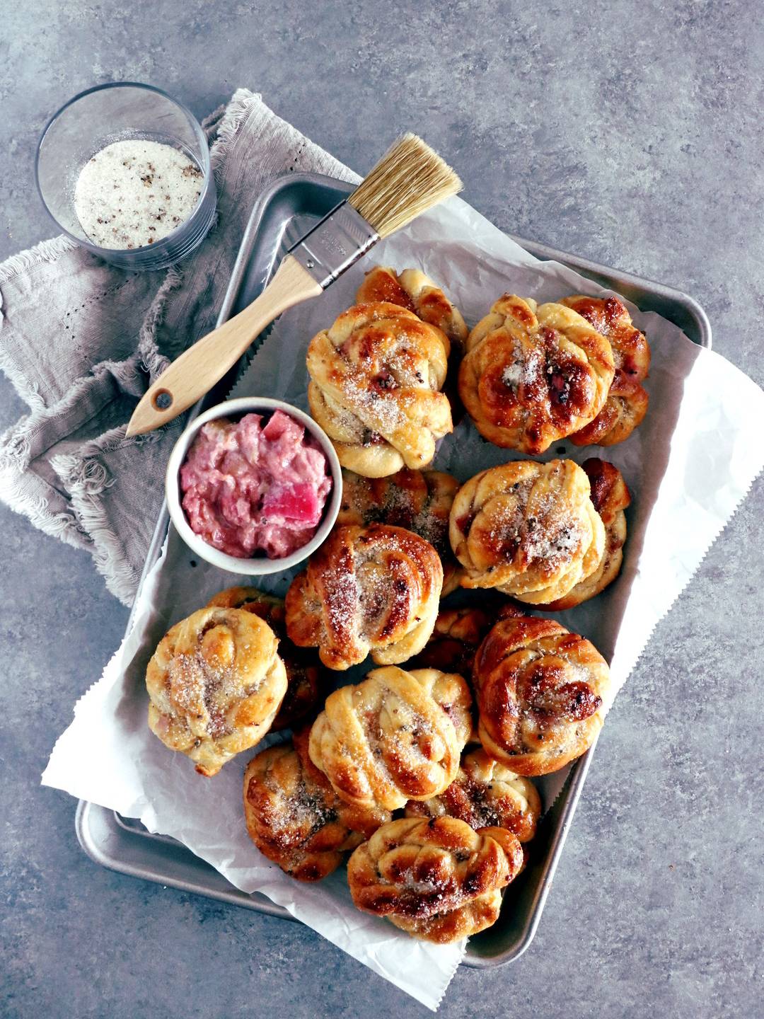 Swedish Rhubarb Cardamom Buns
