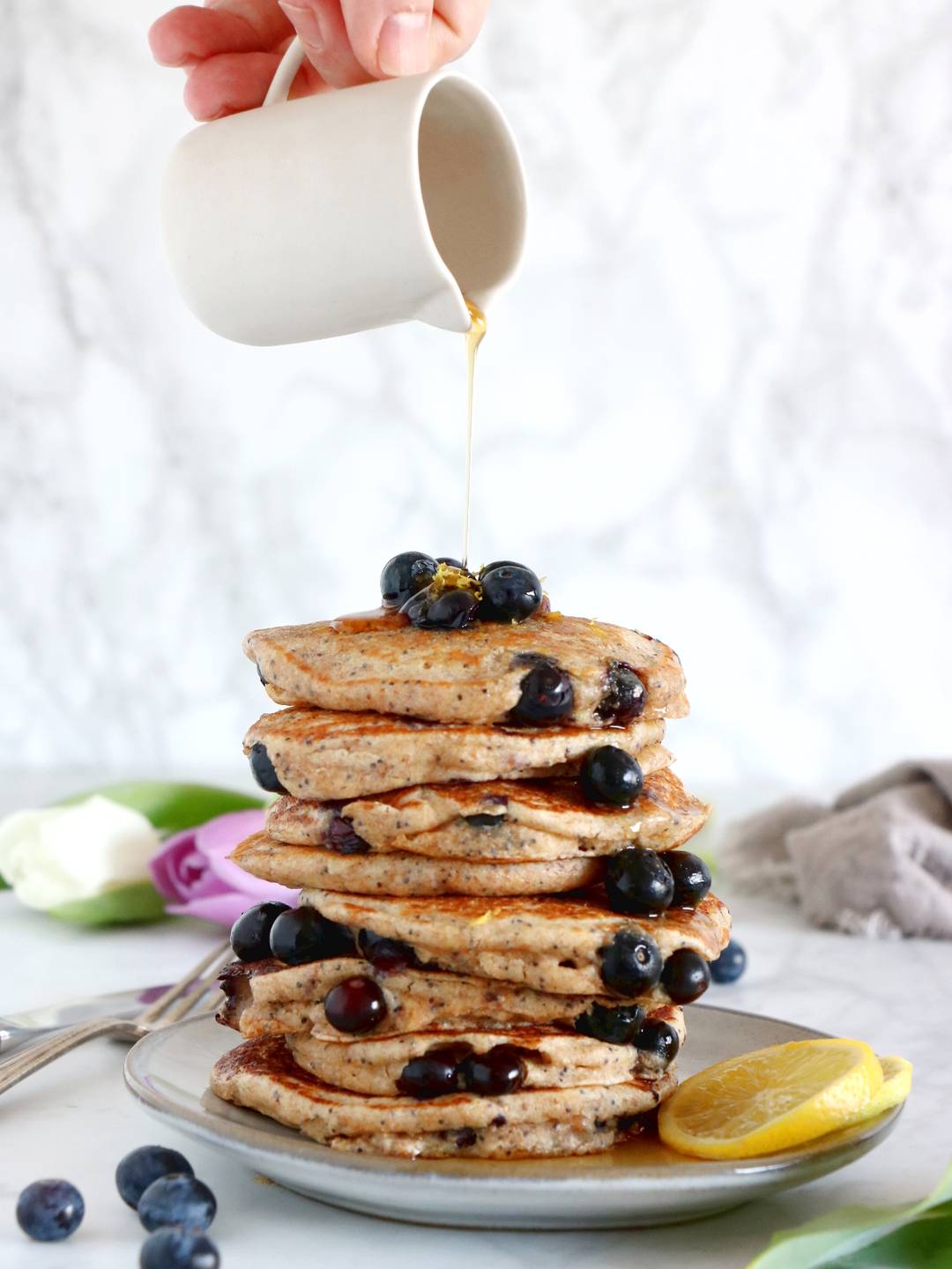 Lemon Poppy Seed Blueberry Pancakes