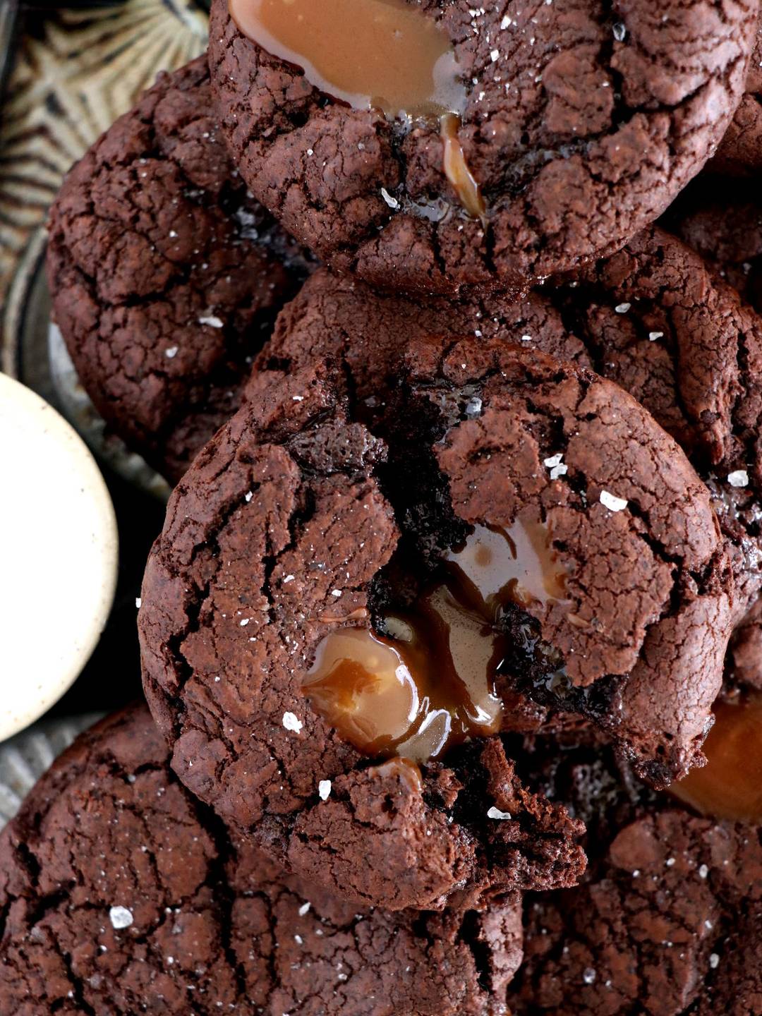 Salted Caramel Stuffed Brownie Cookies
