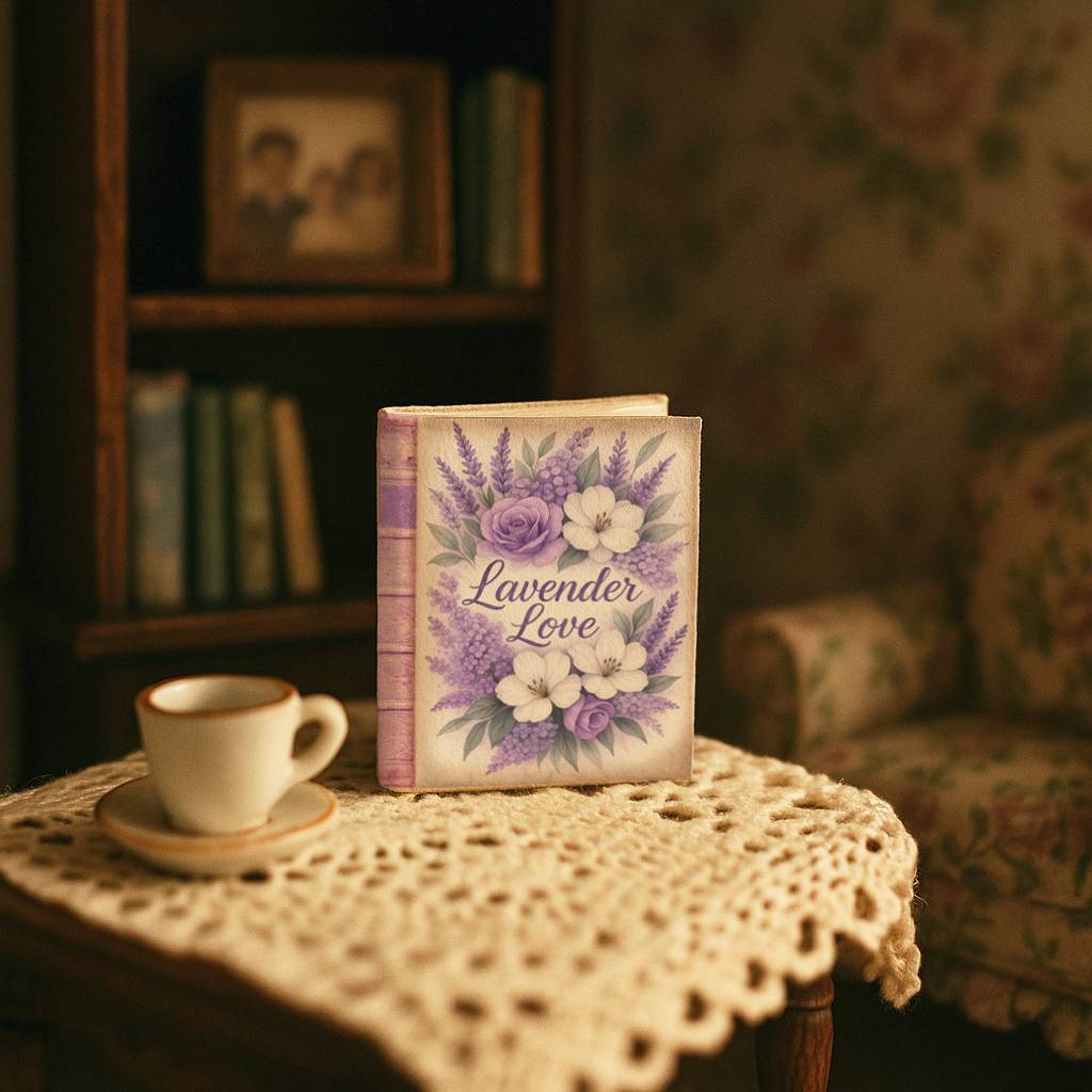 Lavender Love Mini Book in a Dollhouse