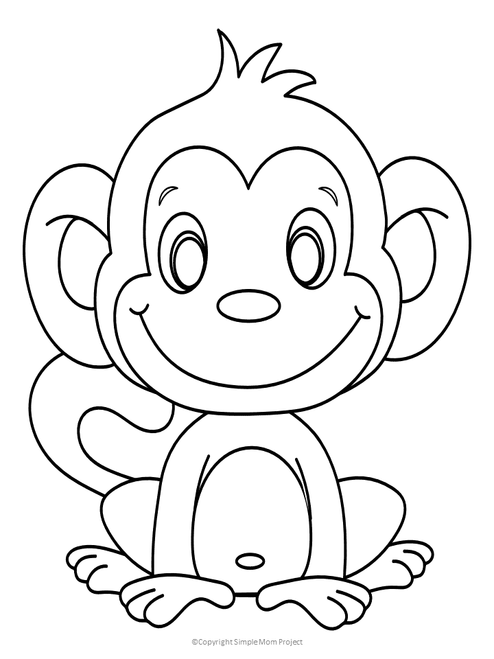 Cute Baby Monkey Coloring Page For Kids Simple Mom Project